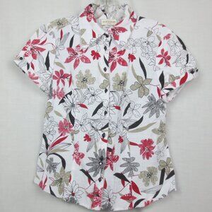 Sarah B Studio Shirt Vintage White Red Black Floral Tank Top All-in-One Size MP